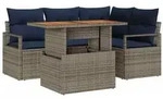 vidaXL Garten Essgruppe mit Kissen 5 pcs Grau und Marineblau