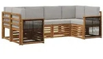 vidaXL Ecksofa Set mit Kissen 5 pcs Nat&uuml;rlich und Hellgrau