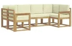 vidaXL Outdoor-Sofagarnitur mit Kissen 6 pcs Wei&szlig; und Creme