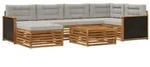 vidaXL Outdoor-Sofagarnitur mit Kissen 7 pcs Nat&uuml;rlich und Hellgrau
