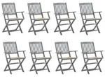 vidaXL Klappbare Gartenst&uuml;hle 8 Stk. mit Kissen Massivholz Akazie