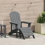 vidaXL Adirondack-Stuhl mit Fu&szlig;st&uuml;tze Hellgrau HDPE