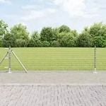 vidaXL Eurozaun mit 13 Flanschpfosten 0.4x50 m Galvanisierter Stahl