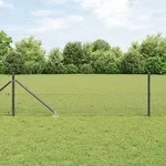 vidaXL Schwei&szlig;drahtzaun mit 13 Dornpf&auml;hlen Grau 0.4x25 m Stahl