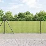 vidaXL Euro Zaun mit 13 Flanschpfosten 1x25 m feuerverzinkter Stahl