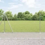 vidaXL Kettengliedzaun mit 7 Flanschpfosten 1,2x10 m verzinkter Stahl