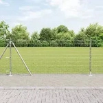 vidaXL Euro Zaun mit 7 Flanschpfosten 1x10 m Verzinkter Stahl