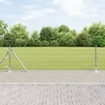 vidaXL Euro Zaun mit 13 Flanschpfosten 0,6x50 m galvanisierter Stahl