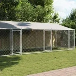 vidaXL Hundezwinger mit Dach und T&uuml;ren Grau 8x2x2 m Verzinkter Stahl