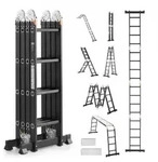 VEVOR Mehrzweckleiter, 7-in-1-Multifunktionsleiter, A-Rahmen mit 4 Stufen und