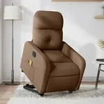 vidaXL Elektrischer Massagesessel mit Aufstehhilfe Braun Stoff