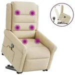 vidaXL Massagesessel mit Aufstehhilfe Creme Stoff