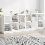 vidaXL B&uuml;cherschrank mit T&uuml;ren Wei&szlig; 204x37x75 cm Holzwerkstoff