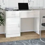 vidaXL Schreibtisch mit Stauraum Hochglanz-Wei&szlig; 100x40x73 cm