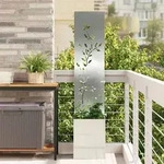 vidaXL Garten Sichtschutz-Leinwand Floral Silber 32 x 32 x 150 cm