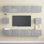 vidaXL 6-tlg. TV-Schrank-Set Betongrau Holzwerkstoff