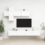 vidaXL 7-tlg. TV-Schrank-Set Wei&szlig; Holzwerkstoff