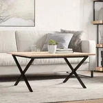 vidaXL Couchtisch X-Gestell 90x90x45cm Massivholz Kiefer und Stahl