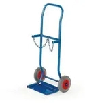 Flaschenkarre,Tragl. 100kg,2x10l Flasche,m. Kette,RAL5010,Vollgummi-Bereifung