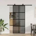 vidaXL Schiebet&uuml;r mit Beschlag Schwarz 90x205 cm Hartglas