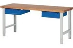Werkbank Ser.BK 650 B2000xT700xH790-1140mm Buche massiv grau/blau 2 Schubl.TW