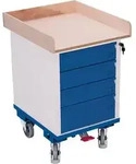 Rollschrank 150kg B575xT660xH905mm RAL 7035/5010 4 Schubladen - Artikel: 7830205519