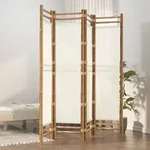 vidaXL 4-tlg. Paravent Faltbar 160 cm Bambus und Canvas