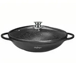 Cheffinger WOK Wokpfanne Woktopf Induktion 40cm Aluguss mit Deckel Bratpfanne