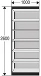 B&uuml;ro-Regal Progress 2000 Regalfeld HxBxT 2600x1000x300mm 7 B&ouml;den R&uuml;ckwand...
