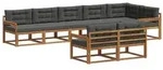 vidaXL Outdoor-Sofagarnitur mit Kissen 8 pcs Natur und Anthrazit