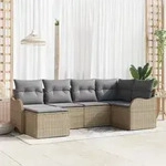 vidaXL 6-teiliges Garten Sofa Set mit Kissen Beige Poly Rattan