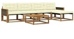 vidaXL Outdoor-Sofagarnitur mit Kissen 6 pcs Natur und Creme