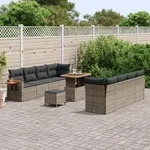 vidaXL 11-teiliges Garten Sofa Set mit Kissen Grau Poly Rattan Akazie