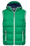 Men's Maritime Vest Modische Steppweste mit angeschnittener Kapuze wei&szlig;/gr&uuml;n,...