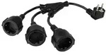 W-Netzkabel Schutzkontakt-Stecker Typ E+F (CEE 7/7, gewinkelt) an 3x Buchse,...