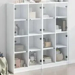 vidaXL B&uuml;cherschrank mit T&uuml;ren Wei&szlig; 136x37x142 cm Holzwerkstoff