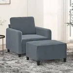 vidaXL Sessel mit Hocker Dunkelgrau 60 cm Samt
