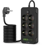 Tech-Protect PC6X6 Steckdosenleiste 6 Steckdosen 240V + 3xUSB-A + 3xUSB-C 200cm...