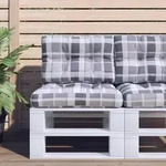 vidaXL Palettenkissen Grau Karomuster 60x40x12 cm Stoff