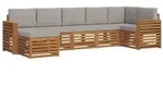 vidaXL Ecksofa Set 7 pcs Nat&uuml;rlich und Hellgrau Massivholz Akazie