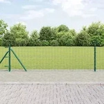 vidaXL Zaun mit Pfosten Gr&uuml;n 0,6 x 25 m Stahl und PVC