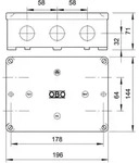 OBO Bettermann 2002507 Abzweigkasten (L x B x H) 71 x 196 x 144mm Grau IP54 1St.