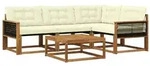 vidaXL Outdoor-Sofagarnitur mit Kissen 5 pcs Natur und Creme