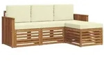 vidaXL Outdoor-Sofagarnitur 4 pcs Natur und Creme Massivholz Akazie