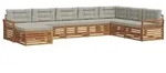 vidaXL Outdoor-Sofagarnitur mit Kissen 8 pcs Nat&uuml;rlich und Hellgrau