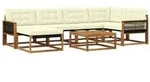 vidaXL Outdoor-Sofagarnitur 7 pcs Natur und Creme Massivholz Akazie