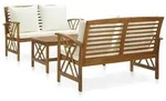 vidaXL 3-tlg. Garten-Lounge-Set mit Auflagen Massivholz Akazie