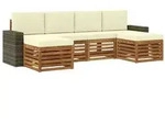 vidaXL Sofagarnituren 6 pcs Natur und Creme Massivholz Akazie