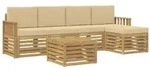 vidaXL Outdoor-Sofagarnitur 6 pcs Wei&szlig; und Beige 59 x 59 x 37 cm