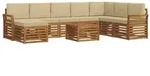 vidaXL Ecksofa Set mit Kissen 9 pcs Natur und Beige Massivholz Akazie